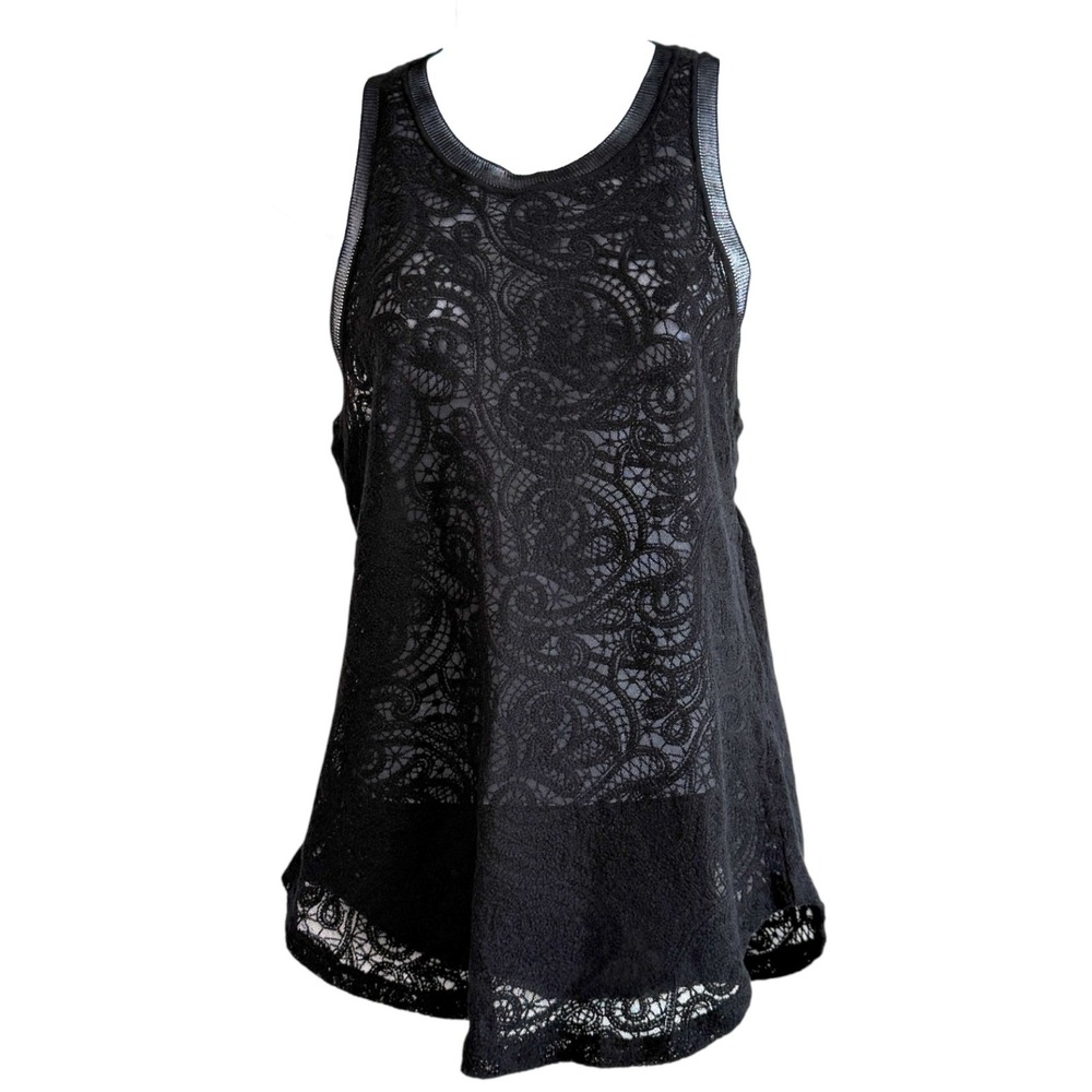 Aritzia Wilfred Sheer Mesh Lace Volant Tank Top Sz M Whimsigoth Dark Fairy Indie